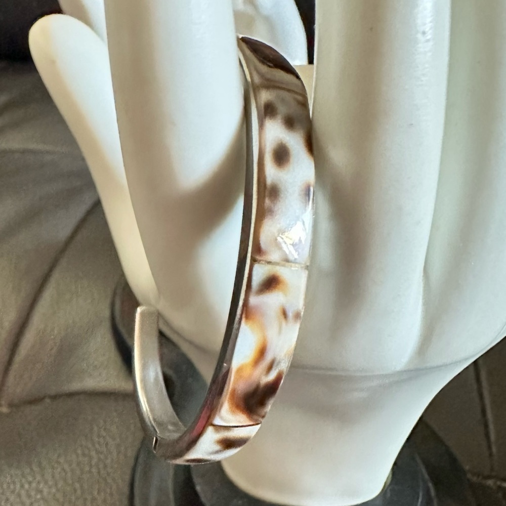 Shell Silver Tone Metal Cuff Bracelet - image 1